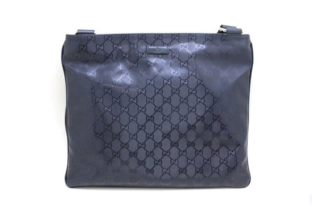 Gucci GG Imprimewa Shoulder Bag Navy Blue Calfskin